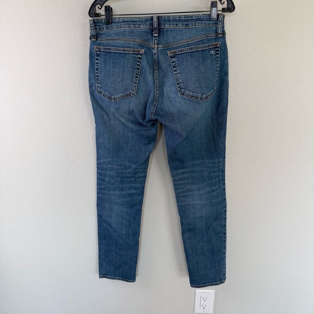Rag & Bone Dre Low-Rise Boyfriend Jean Bellview Slim Fit Dark Indigo Denim Women - Picture 9 of 13